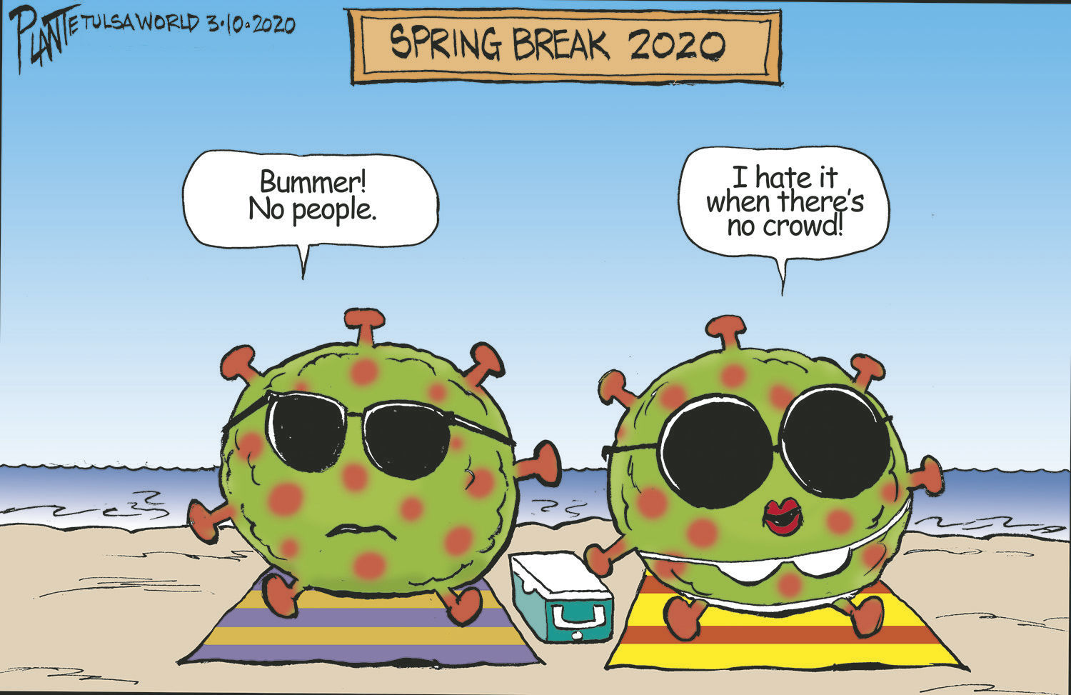Bruce Plante Cartoon: Corona Virus Spring Break